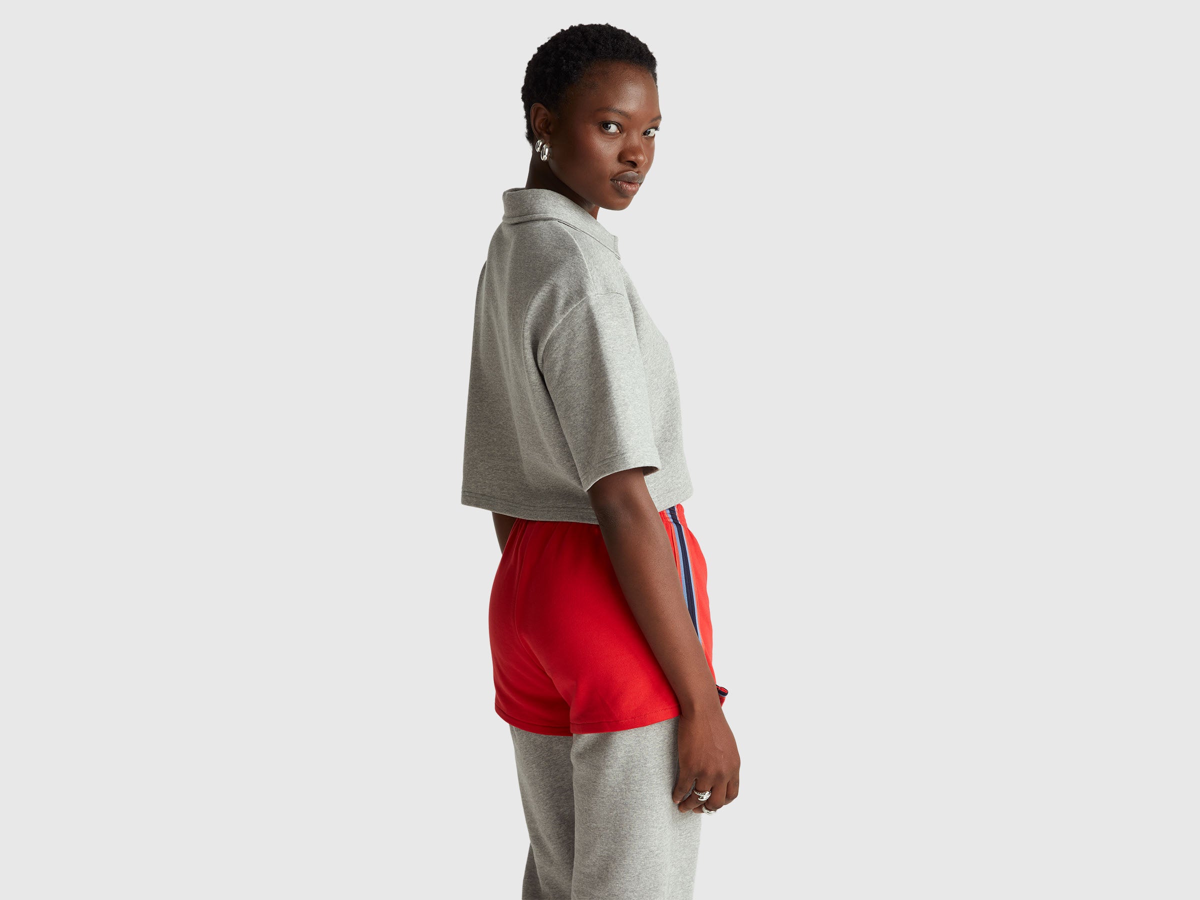 United Colors of Benetton polo cropped zip cotone