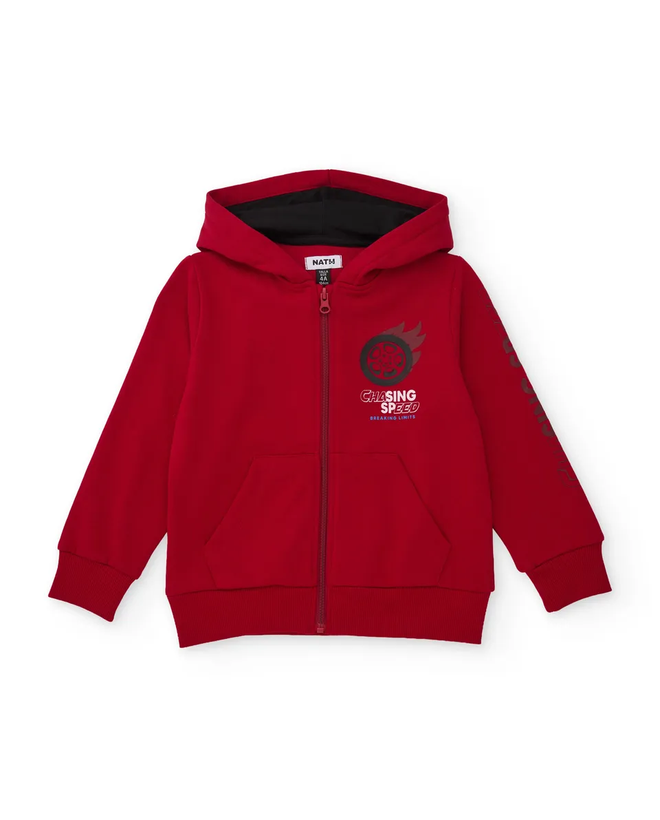 TucTuc Felpa bambino rossa cappuccio cerniera 4A