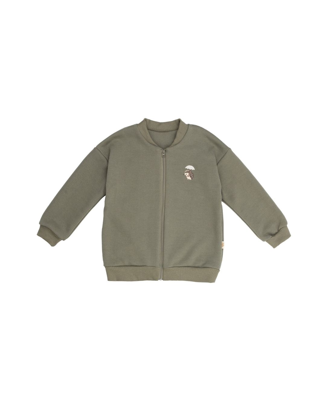 Woolly Organic AW26 felpa zip bambini ricamo riccio