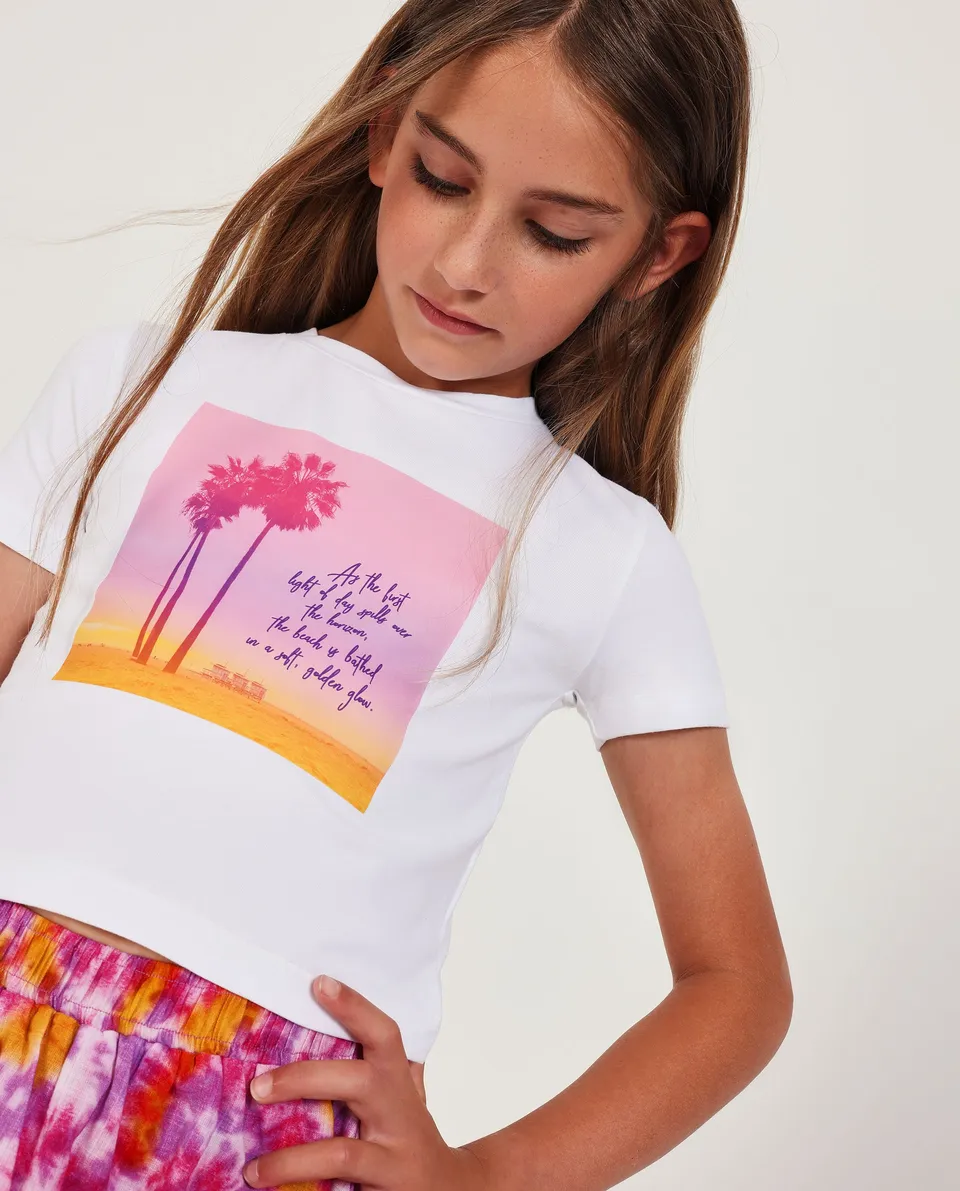 TucTuc Magliette t-shirt bimba bianca stampa palma
