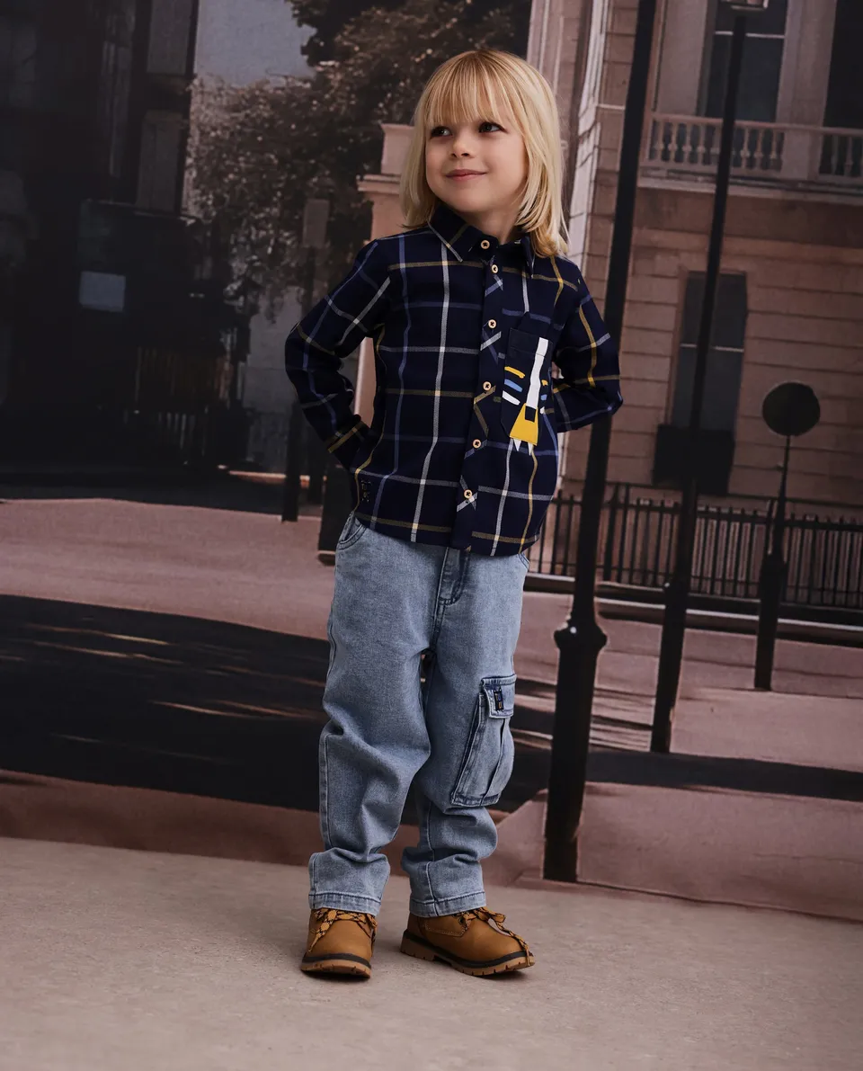TucTuc Pantaloni Jeans Bambino Denim Cargo Elastico