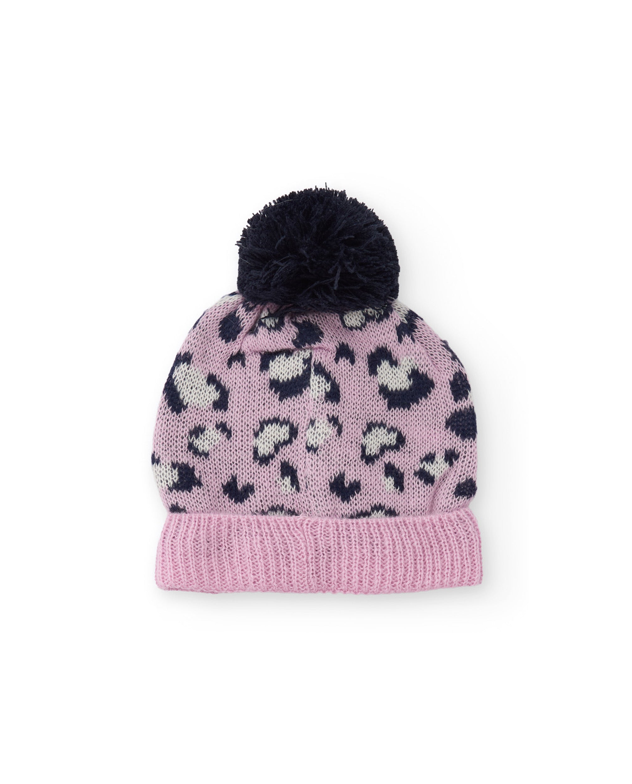 TucTuc Accessori berretto bambina rosa animalier con pon pon