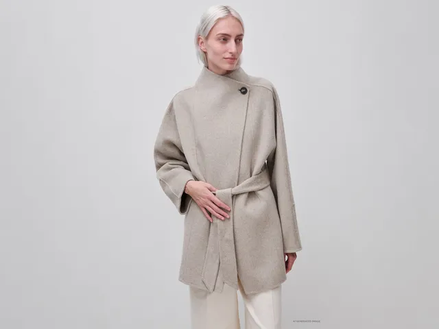 Benetton cappotto corto con cintura lana taglia M