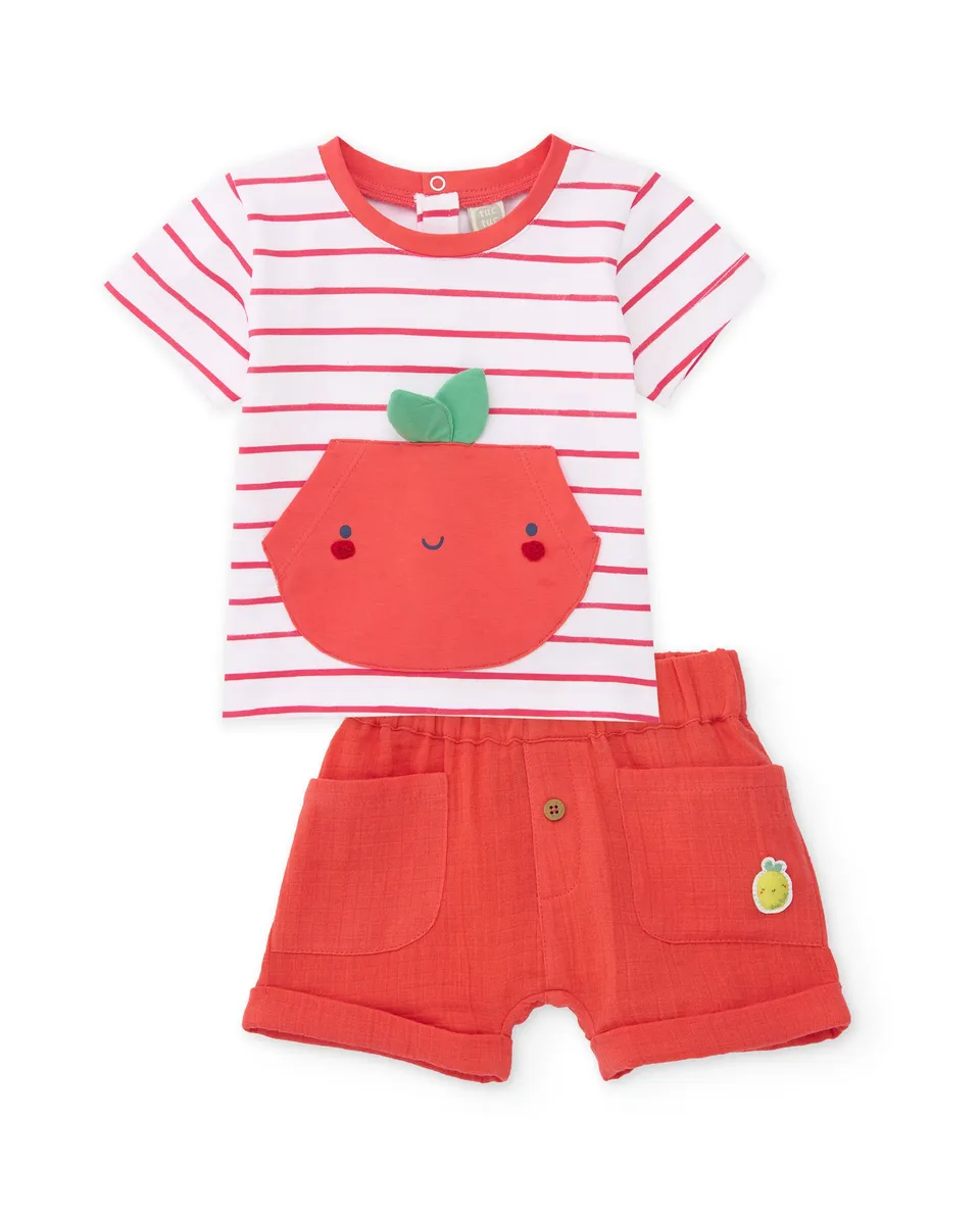 TucTuc Completi maglia neonato righe rosso 2pz