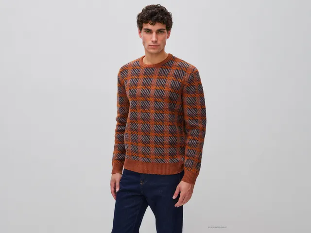 United Colors of Benetton Sweaters maglione tartan cotone M
