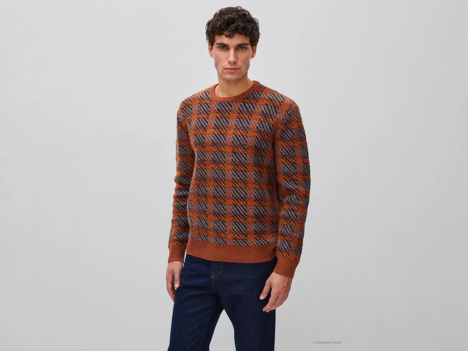 United Colors of Benetton Sweaters maglione tartan cotone M
