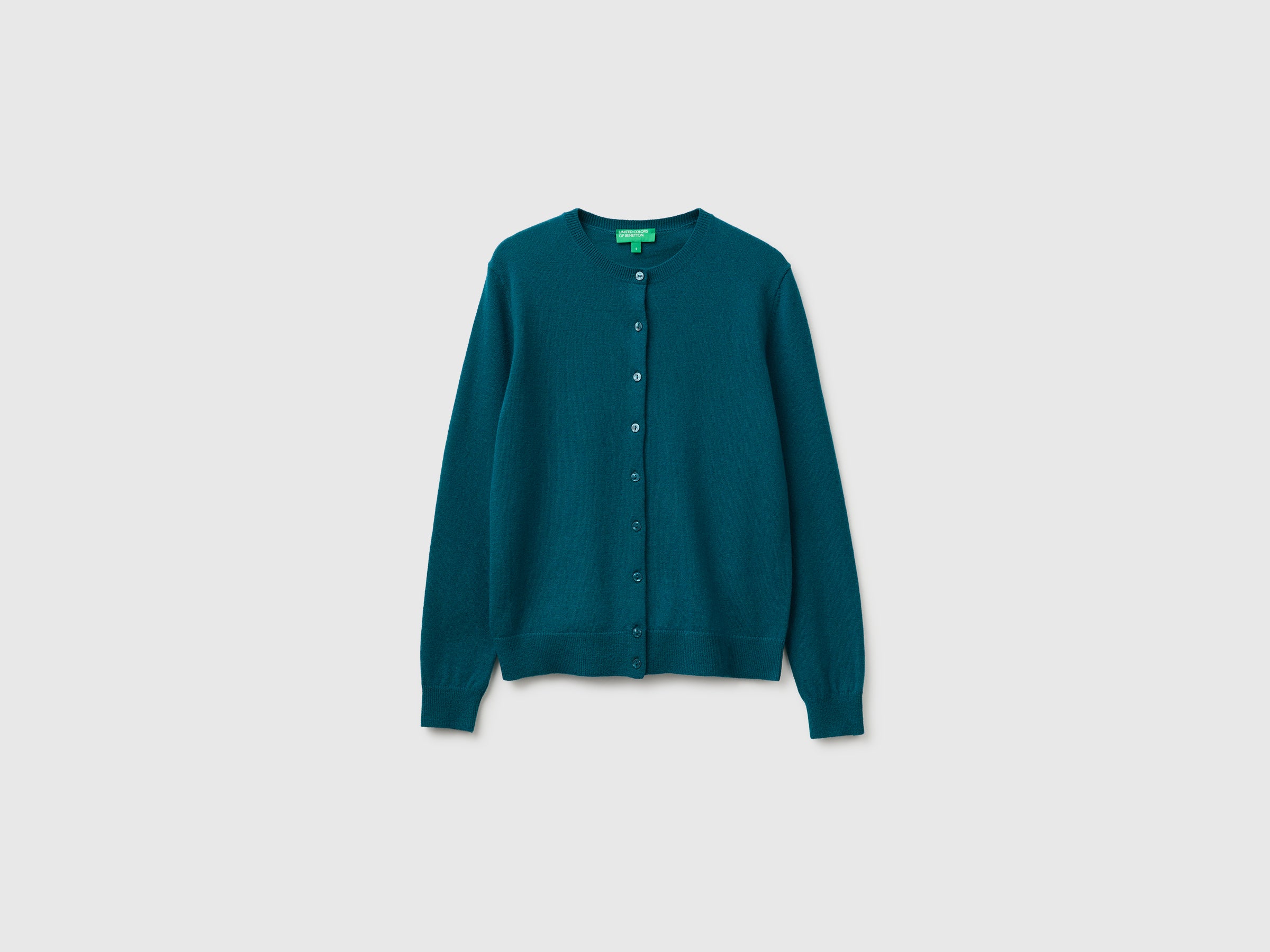United Colors of Benetton Cardigan donna lana merino verde taglia M