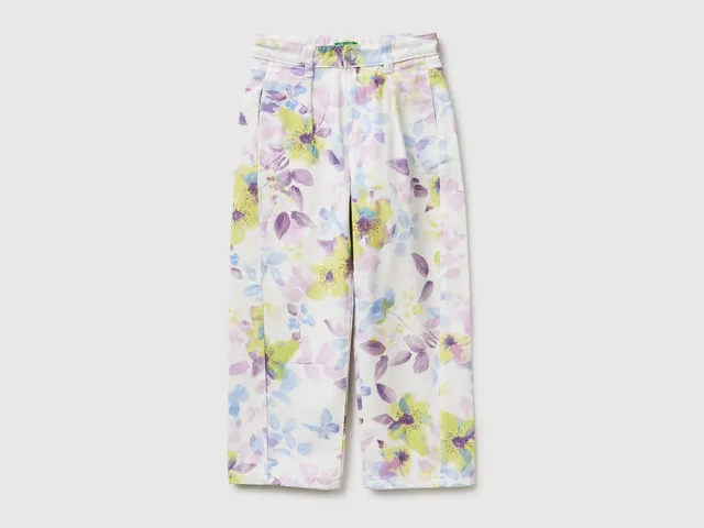United Colors of Benetton Pantaloni Baggy Fiori Cotone M