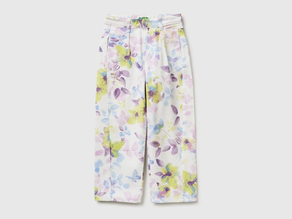 United Colors of Benetton Pantaloni Baggy Fiori Cotone M