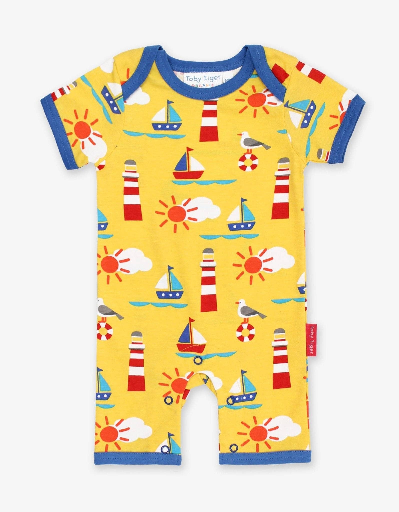 Toby Tiger Barche tutina corta 0-3 m cotone biologico gialla