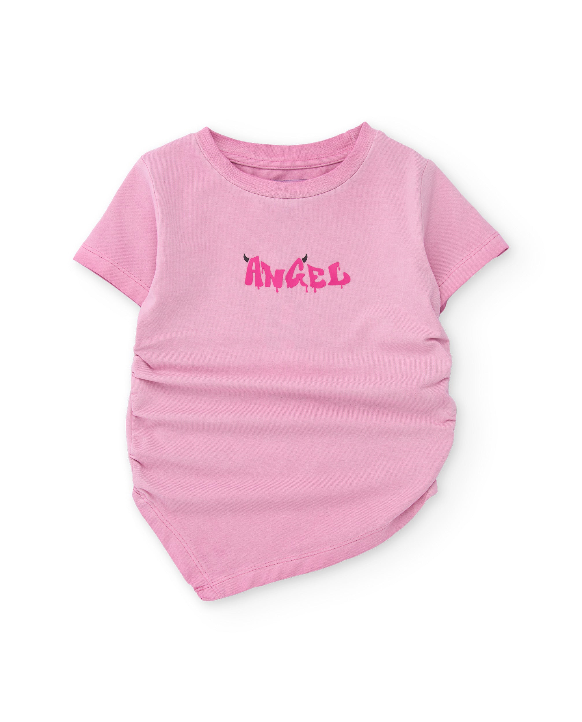 TucTuc Magliette T-shirt Bambina Rosa Arricciature Cotone