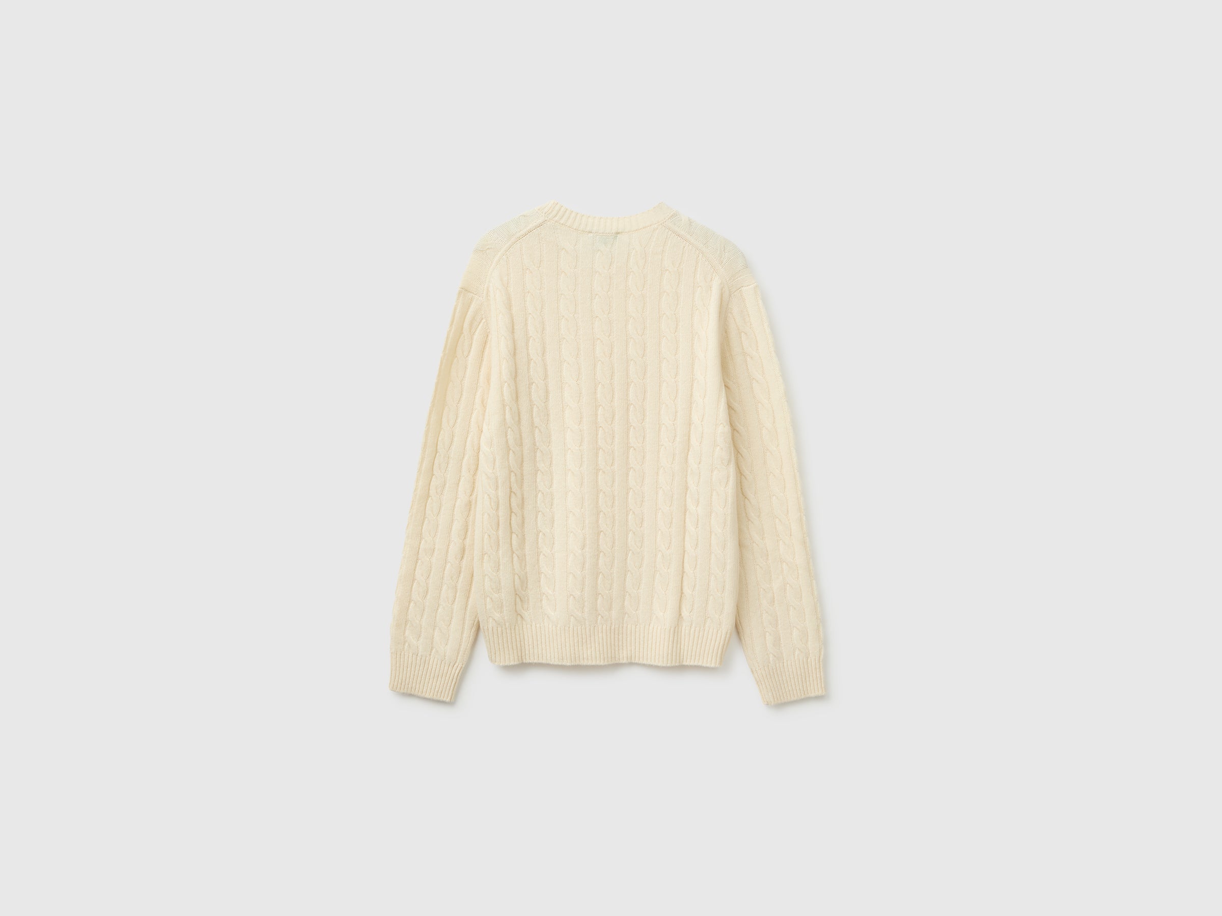 United Colors of Benetton Crew-neck cable maglione misto lana trecce
