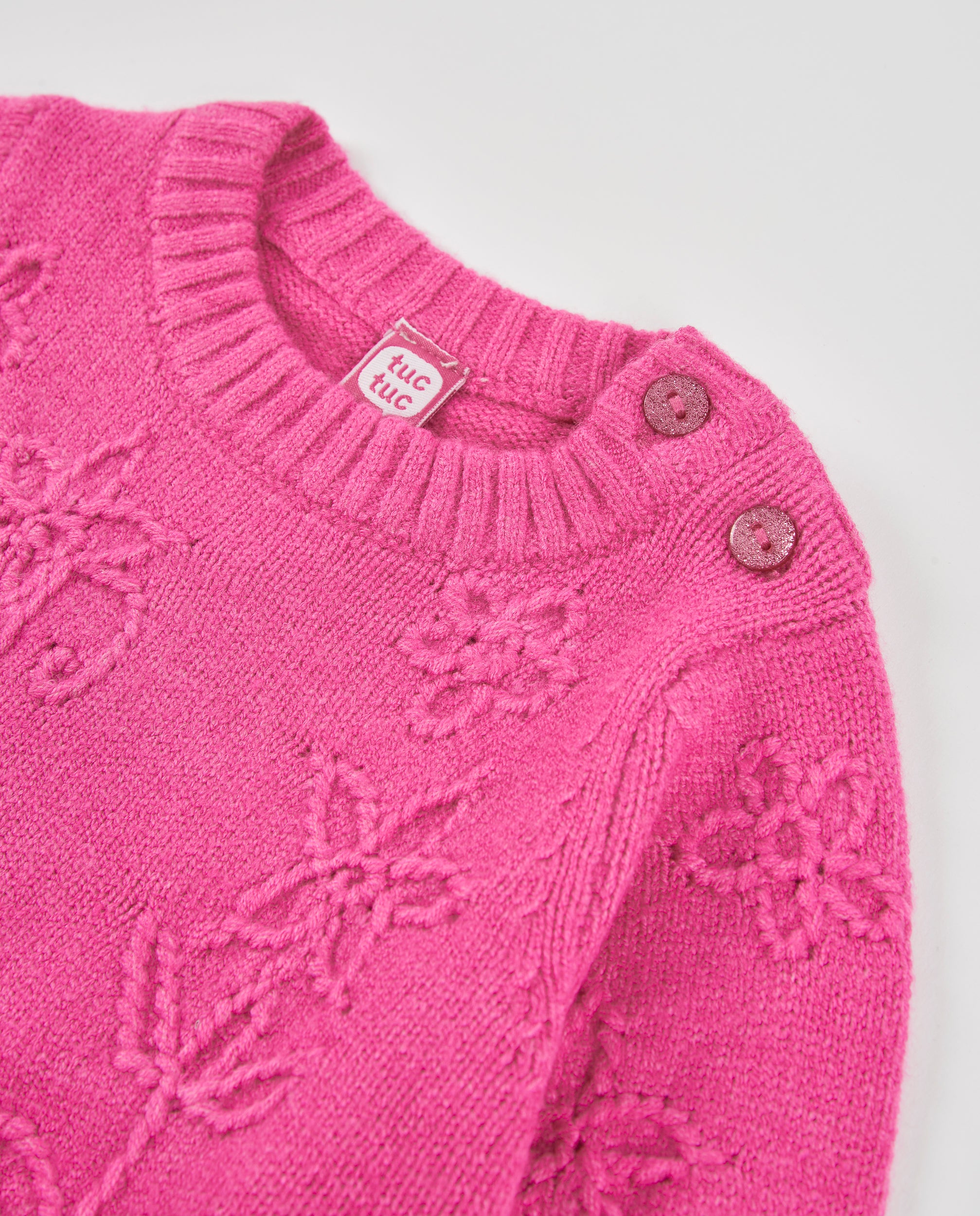 TucTuc Maglioni maglione bambina rosa floreale bottoni