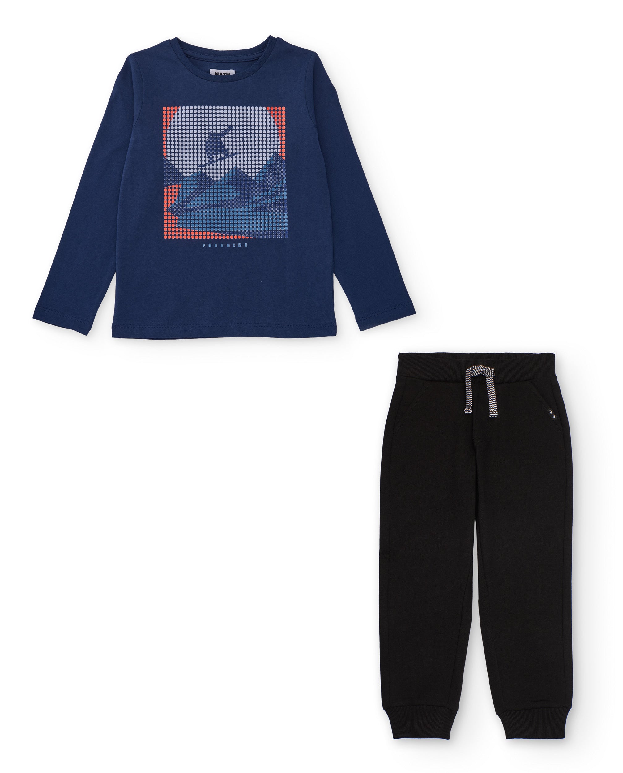 TucTuc Completi Tuta bambino blu cotone stampa geometrica