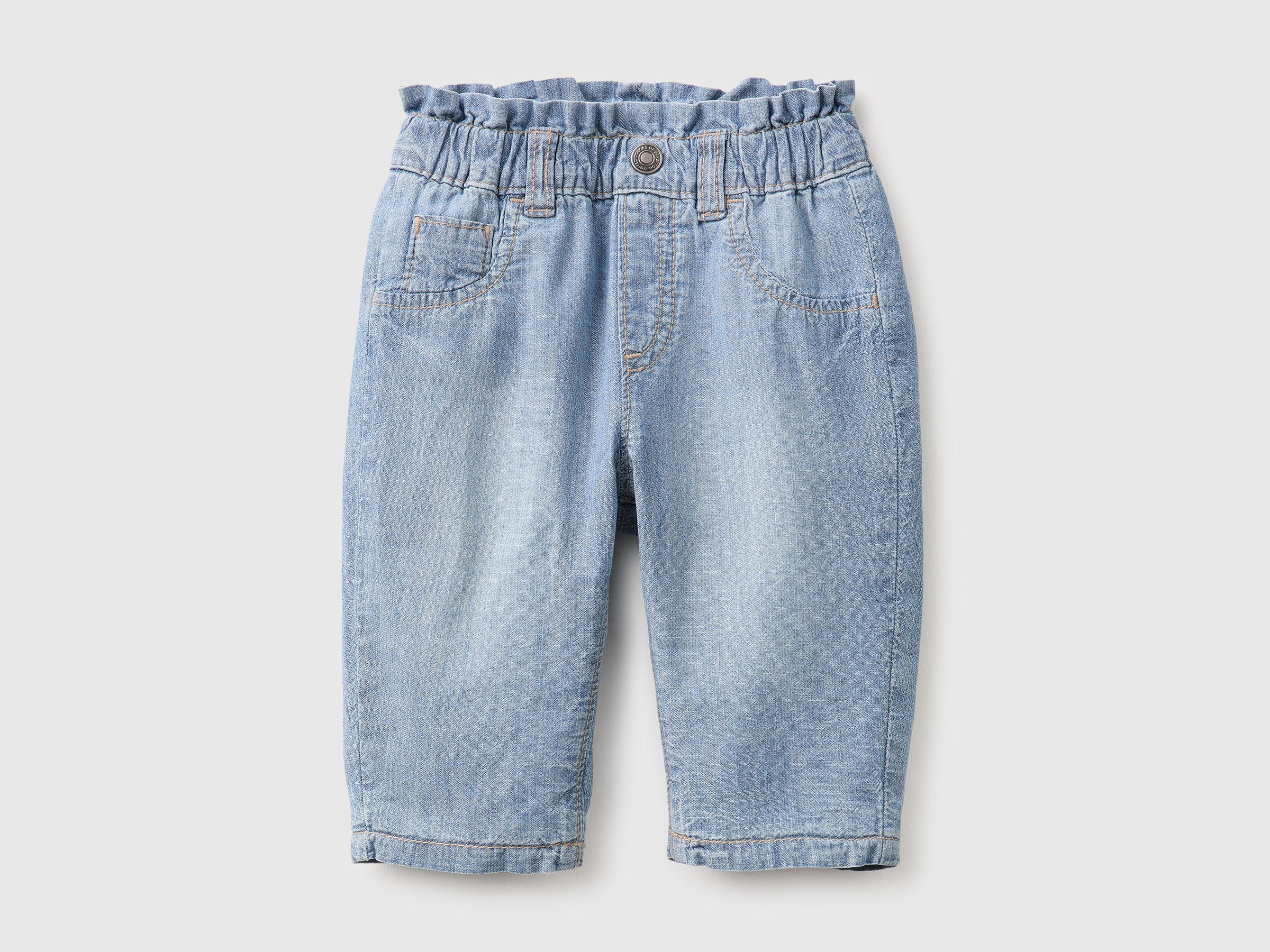 United Colors of Benetton Pantaloni chambray vita alta cotone taglia 56