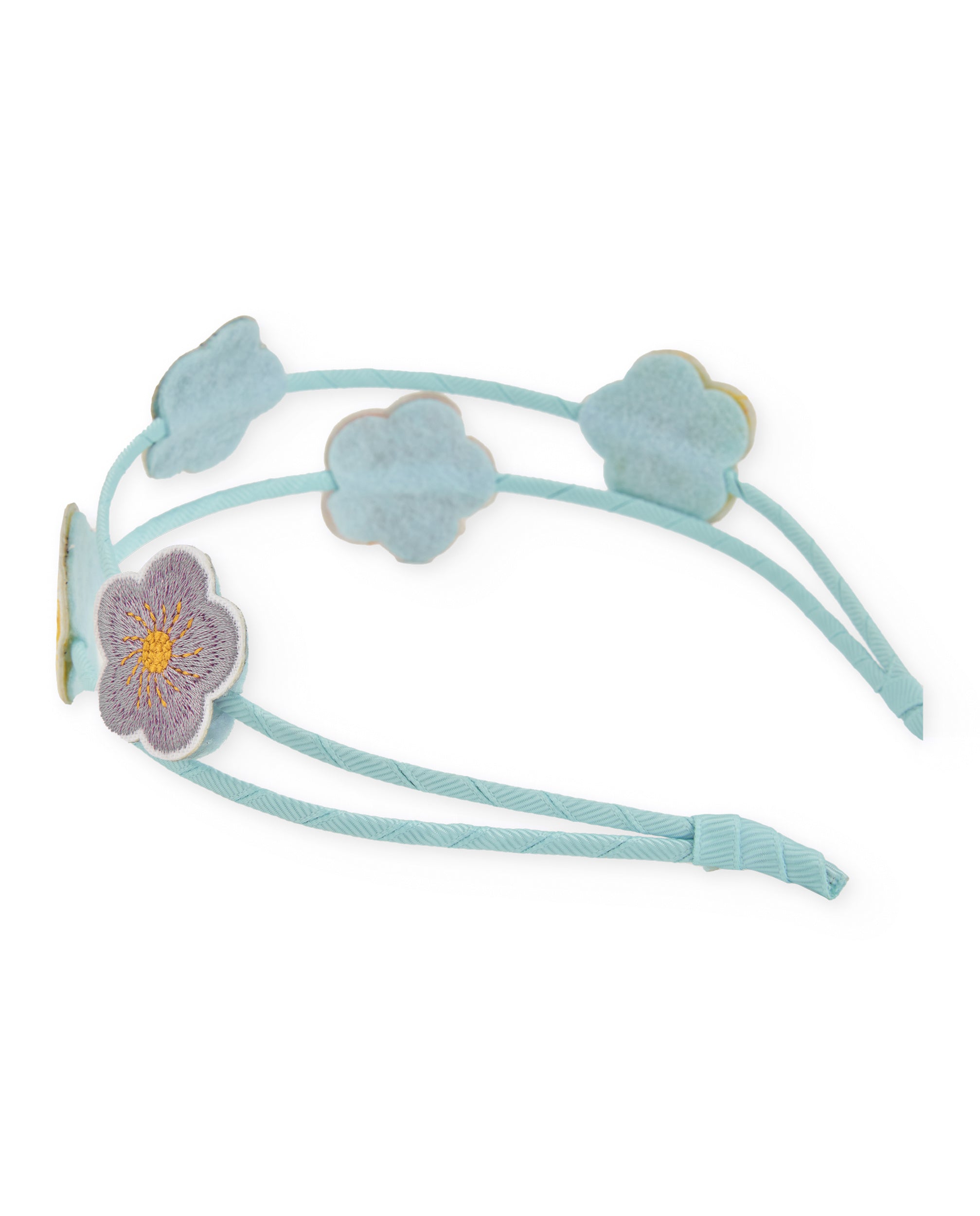 TucTuc Accessori cerchietto bambina blu fiori ricamati