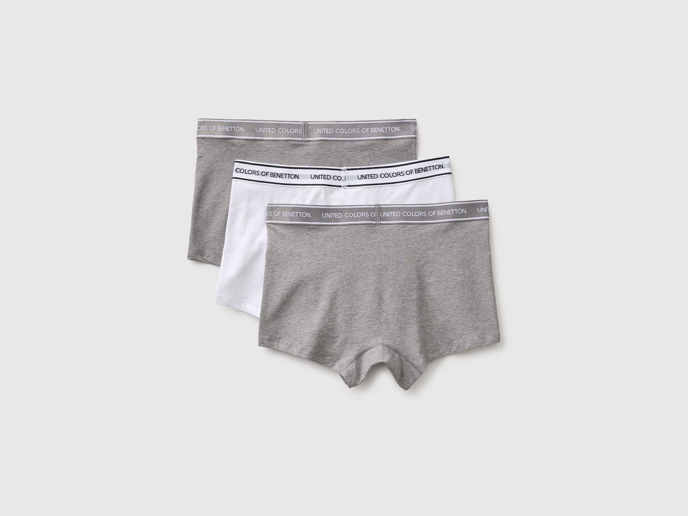 United Colors of Benetton Boxer Cotone Stretch Elastico Logo 3 Pezzi