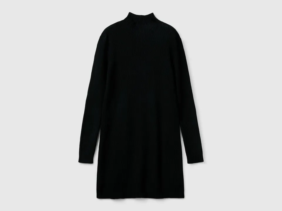 Benetton abito maglia coste collo alto taglia M