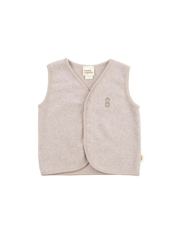 Woolly Organic AW26 Gilet Ricamato Neonato Cotone Pile