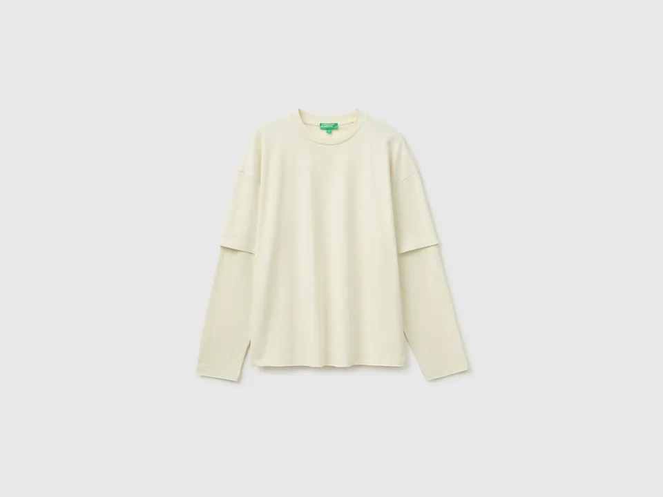 Benetton Double-sleeved T-shirt maglietta cotone uomo