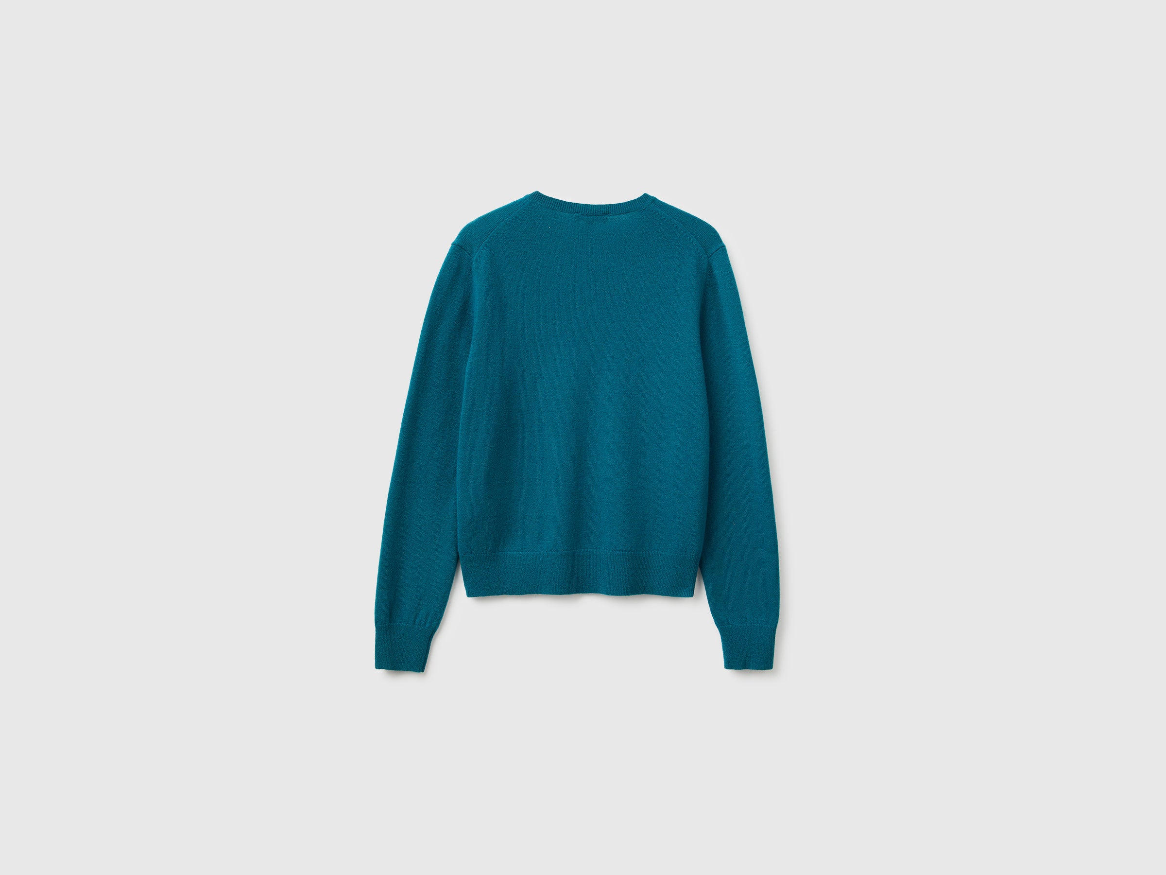 United Colors of Benetton Teal Maglione Lana Merino Scollo V M