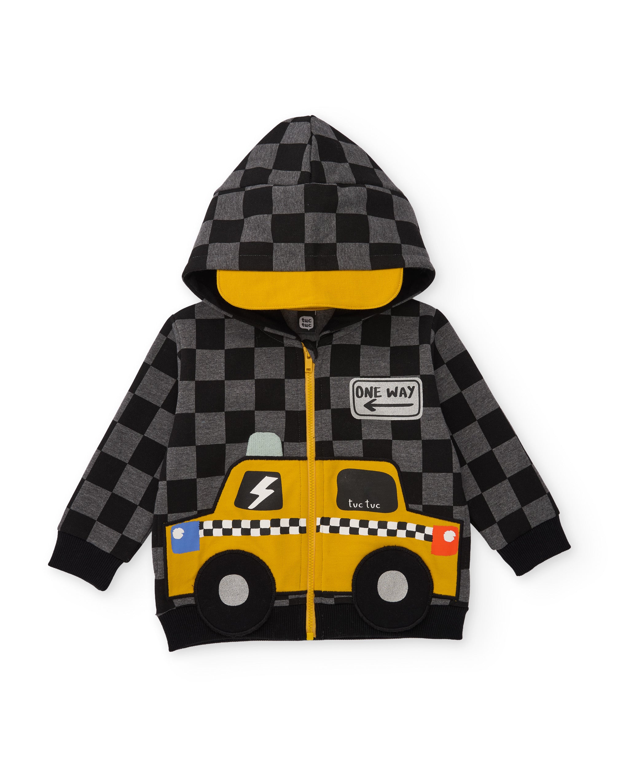 TucTuc Felpe felpa bimbo nera quadri cappuccio zip