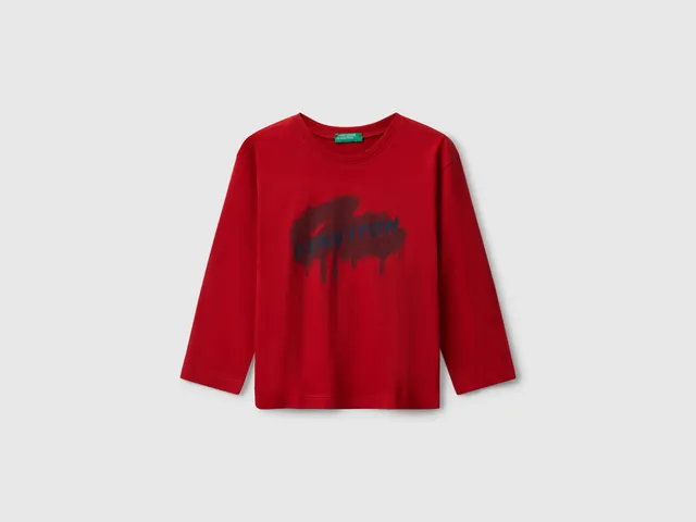 United Colors of Benetton Logo t-shirt cotone bio manica lunga 82