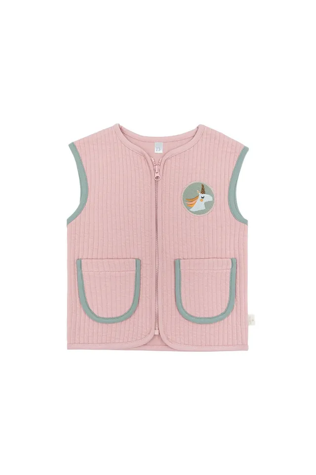 Miela Kids Salmone Unicorno Gilet Trapuntato Cotone 1-5 Anni