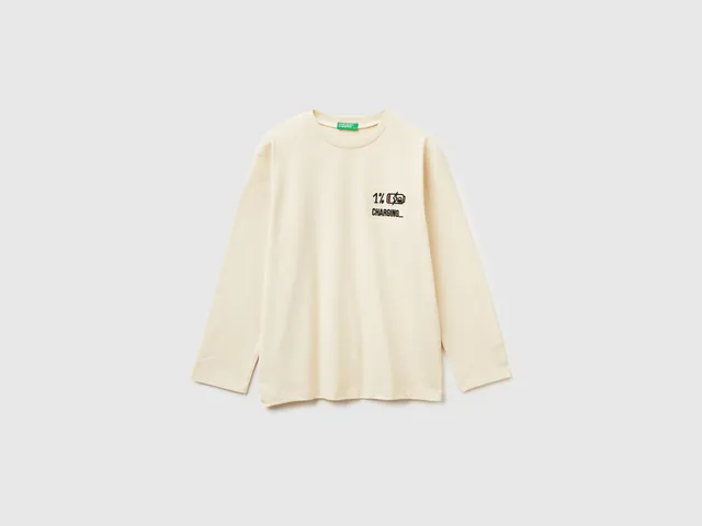 United Colors of Benetton T-shirt cotone caldo stampa maglietta manica lunga