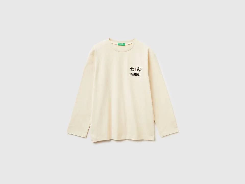 United Colors of Benetton T-shirt cotone caldo stampa maglietta manica lunga