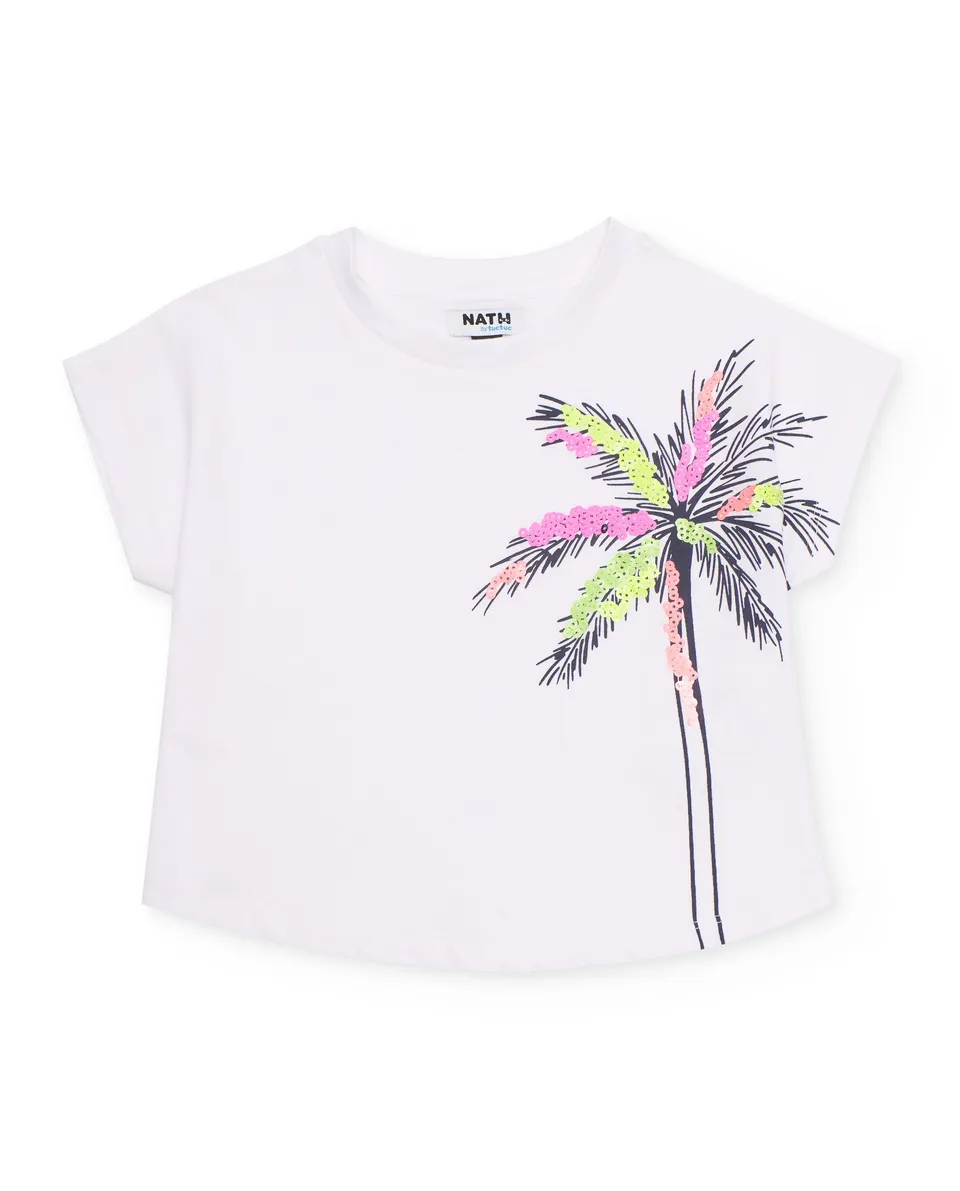 TucTuc Magliette T-shirt bambina palma maglia bianca 8 anni