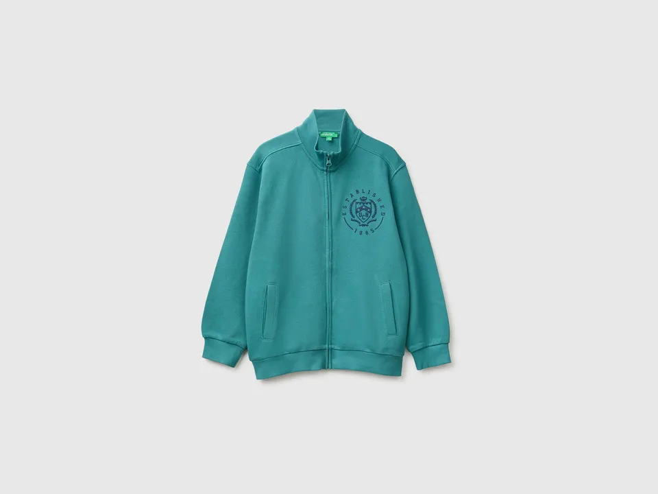United Colors of Benetton Felpa Cotone con Zip Collo Alto