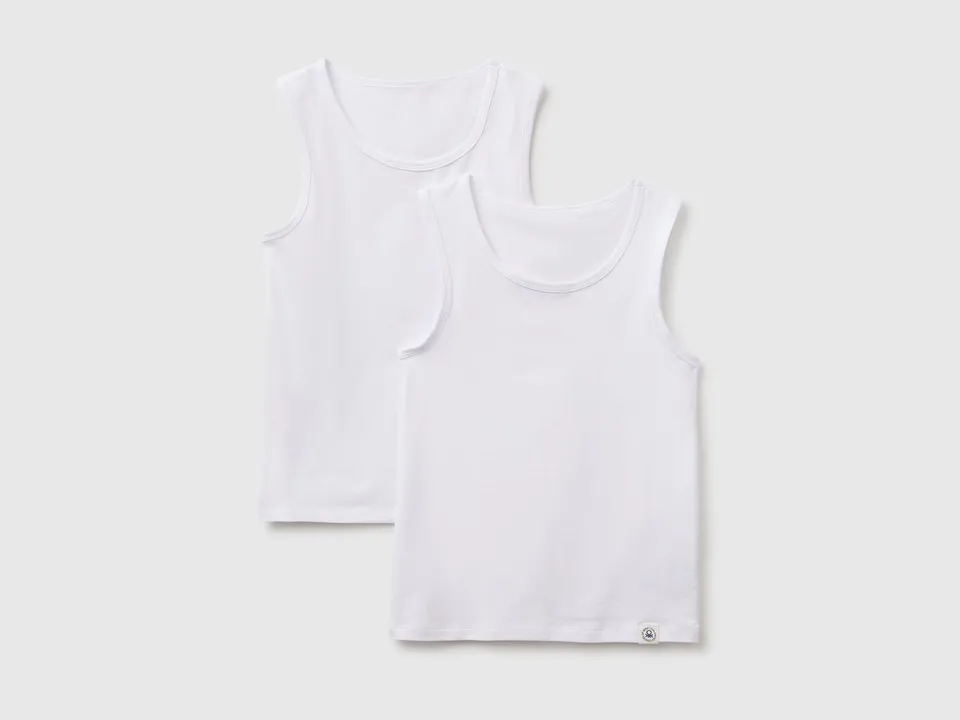Benetton Set 2 canotte bianche cotone elasticizzato bimbo