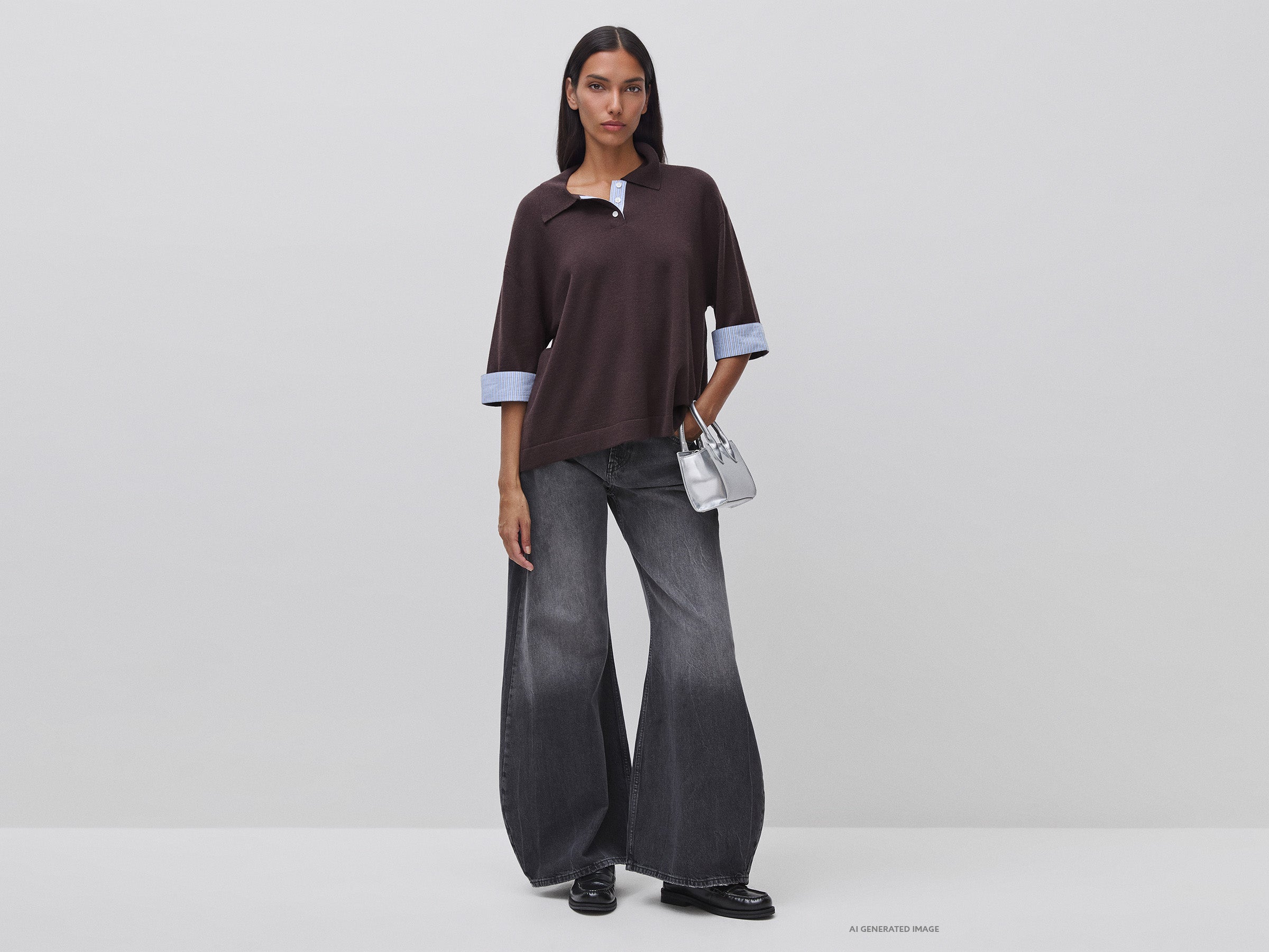 United Colors of Benetton Polo misto lana inserti popeline