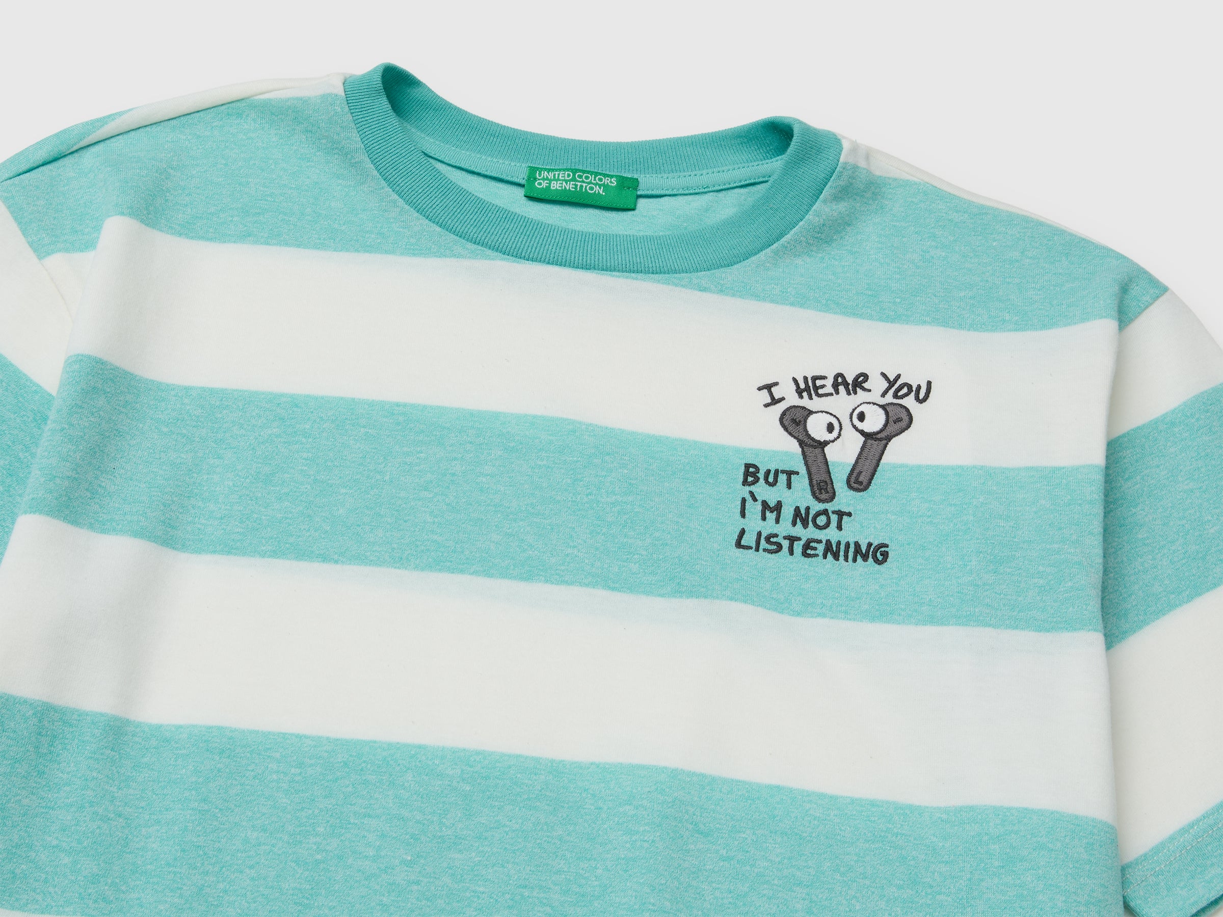 Benetton T-shirt a Righe Maglietta S Cotone Oversize