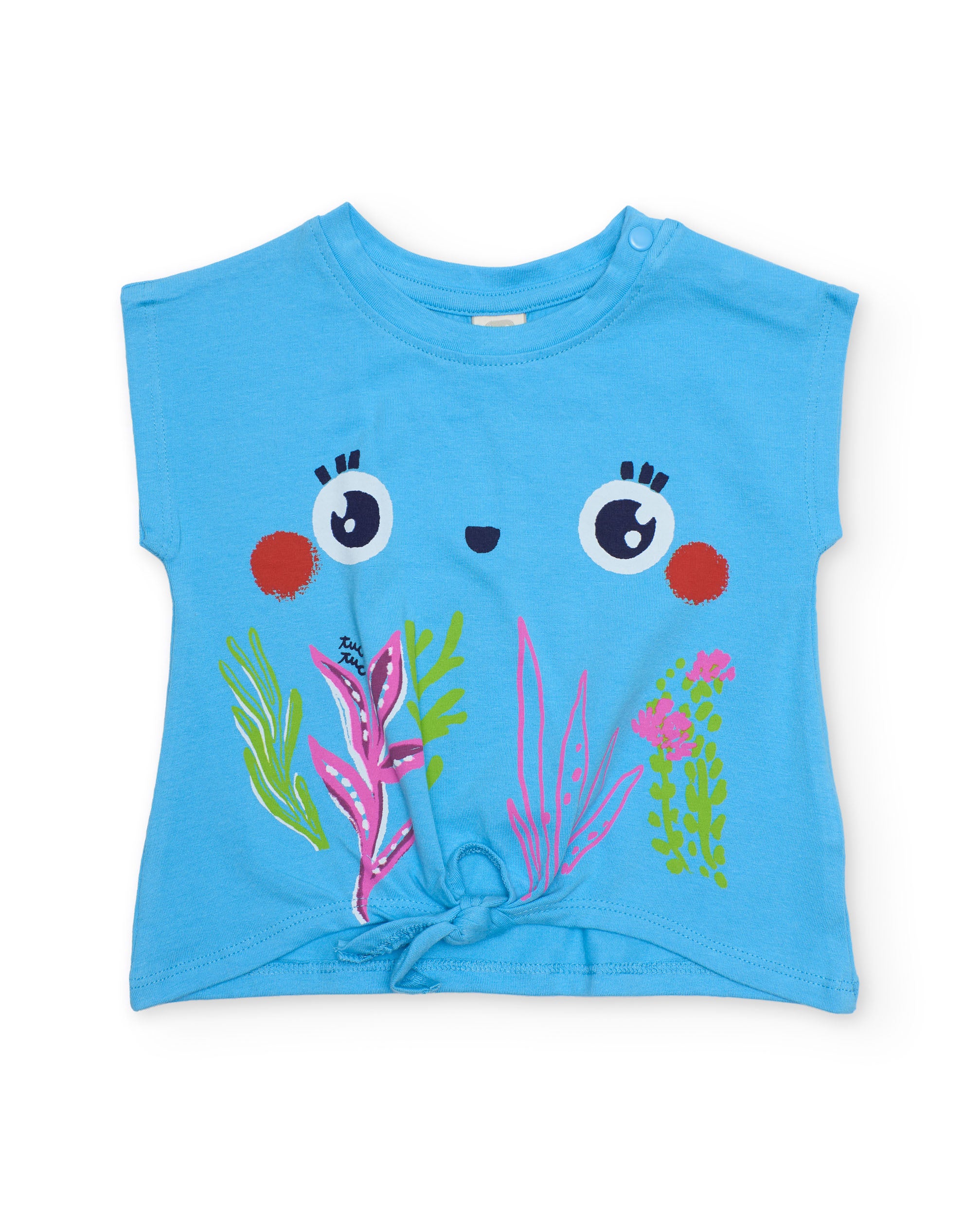 TucTuc Magliette T-Shirt Bambina Blu con Nodo