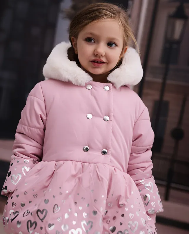 TucTuc Cappotti Piumino Bambina Rosa Stampa Cuori Cappuccio