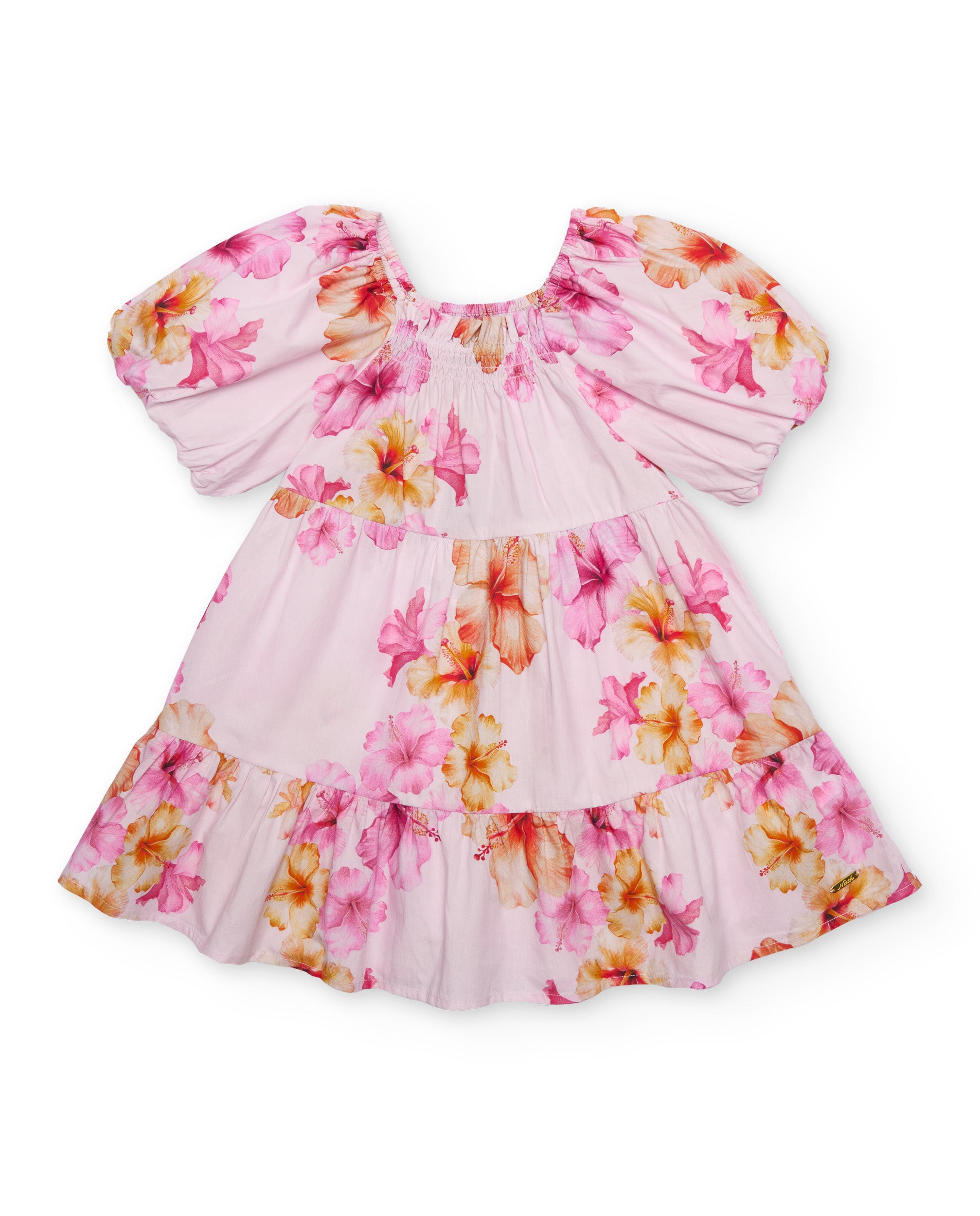 TucTuc Vestiti Vestito bambina rosa floreale maniche sbuffo