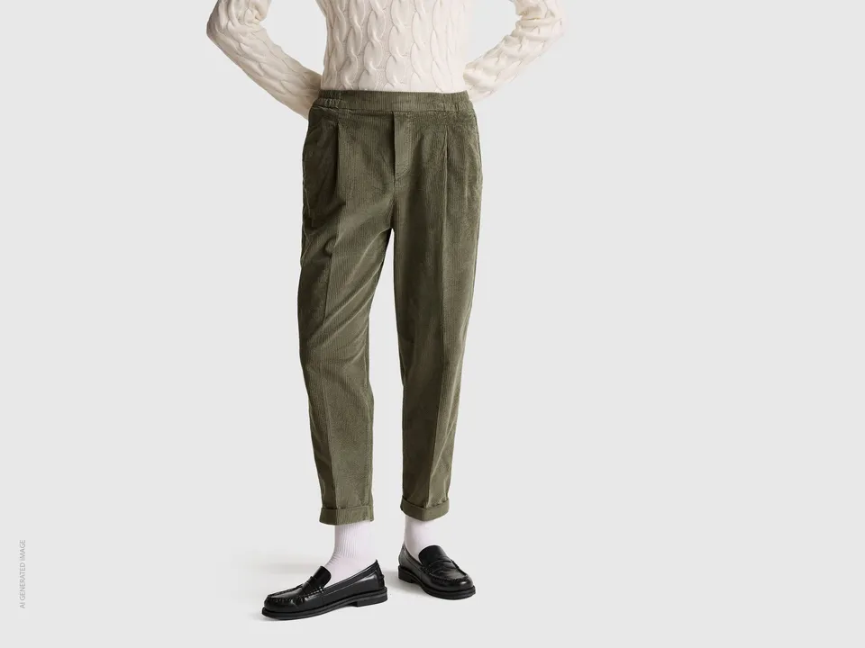 United Colors of Benetton Chinos in velvet with stretch waist pantalone