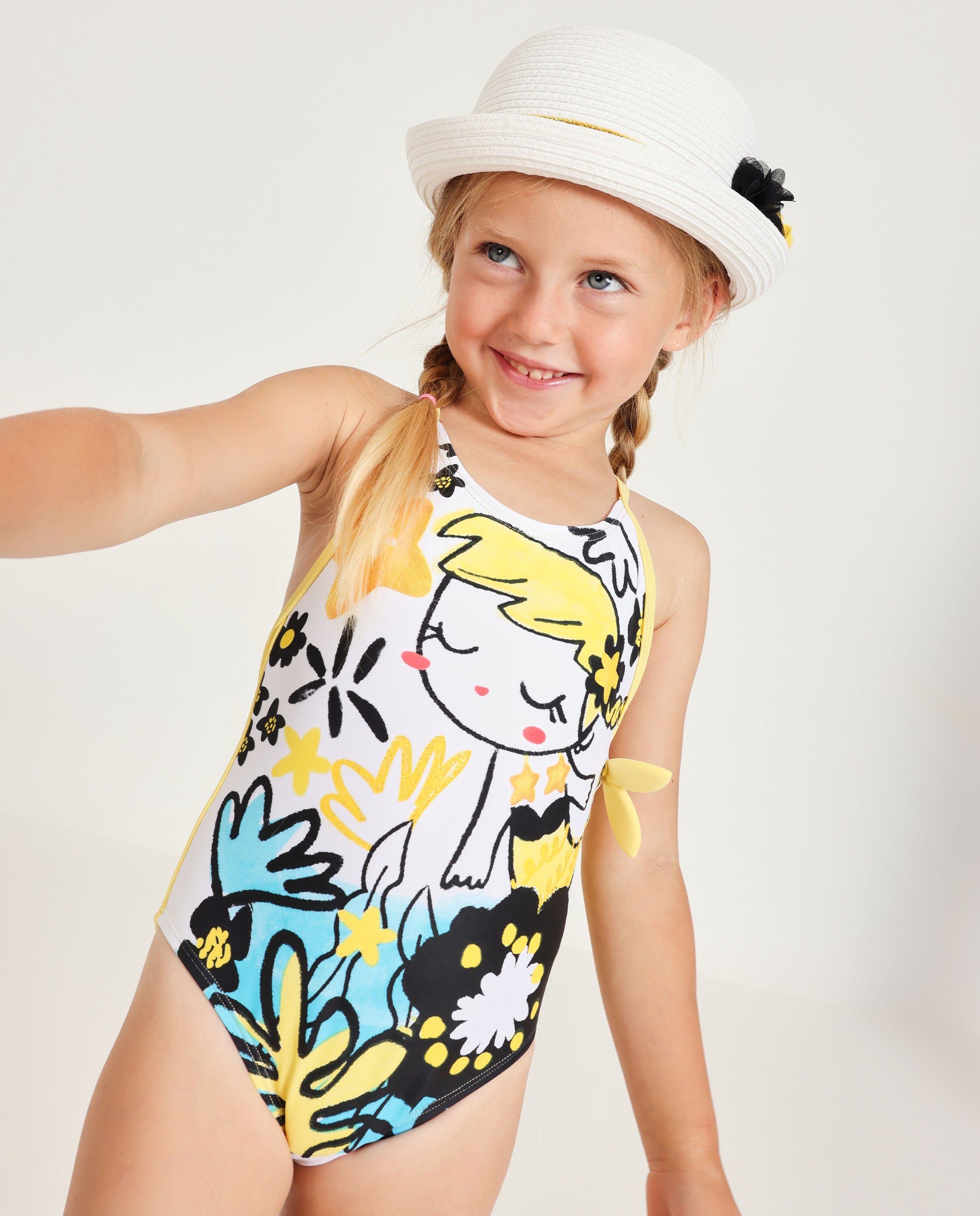 TucTuc Costumi Costume Bambina Giallo Dettaglio Pinna