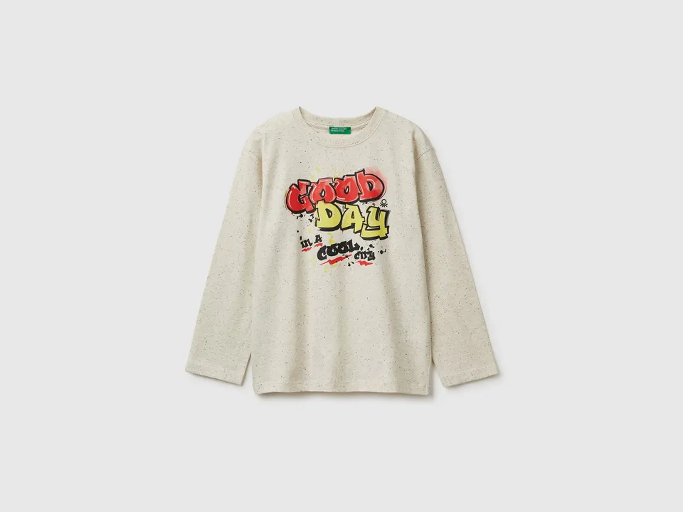 United Colors of Benetton T-Shirts Maglietta Cotone Stampa Graffiti