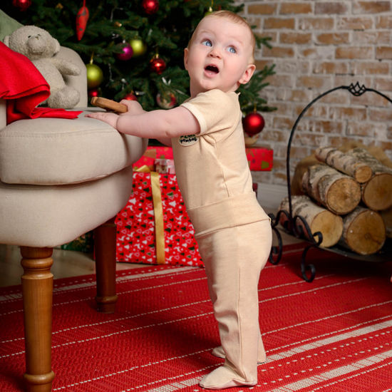 Pamboo Organic Baby leggings neonato con piedini crema cotone bio