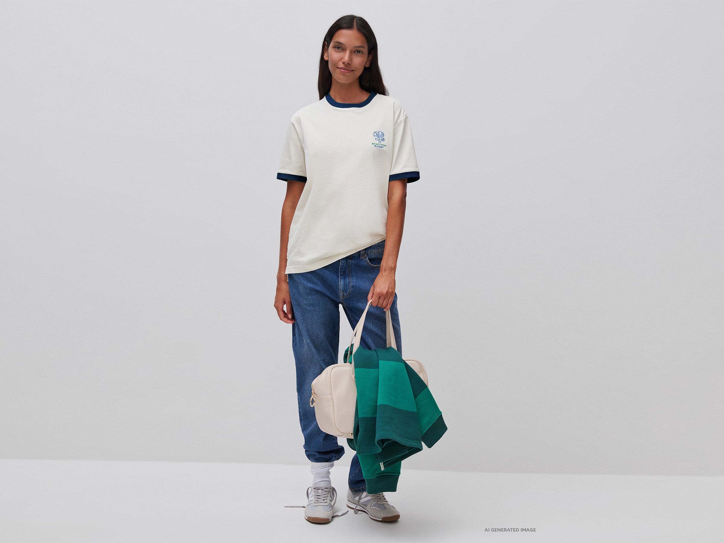 United Colors of Benetton Rugby T-shirt Cotone M Bianca