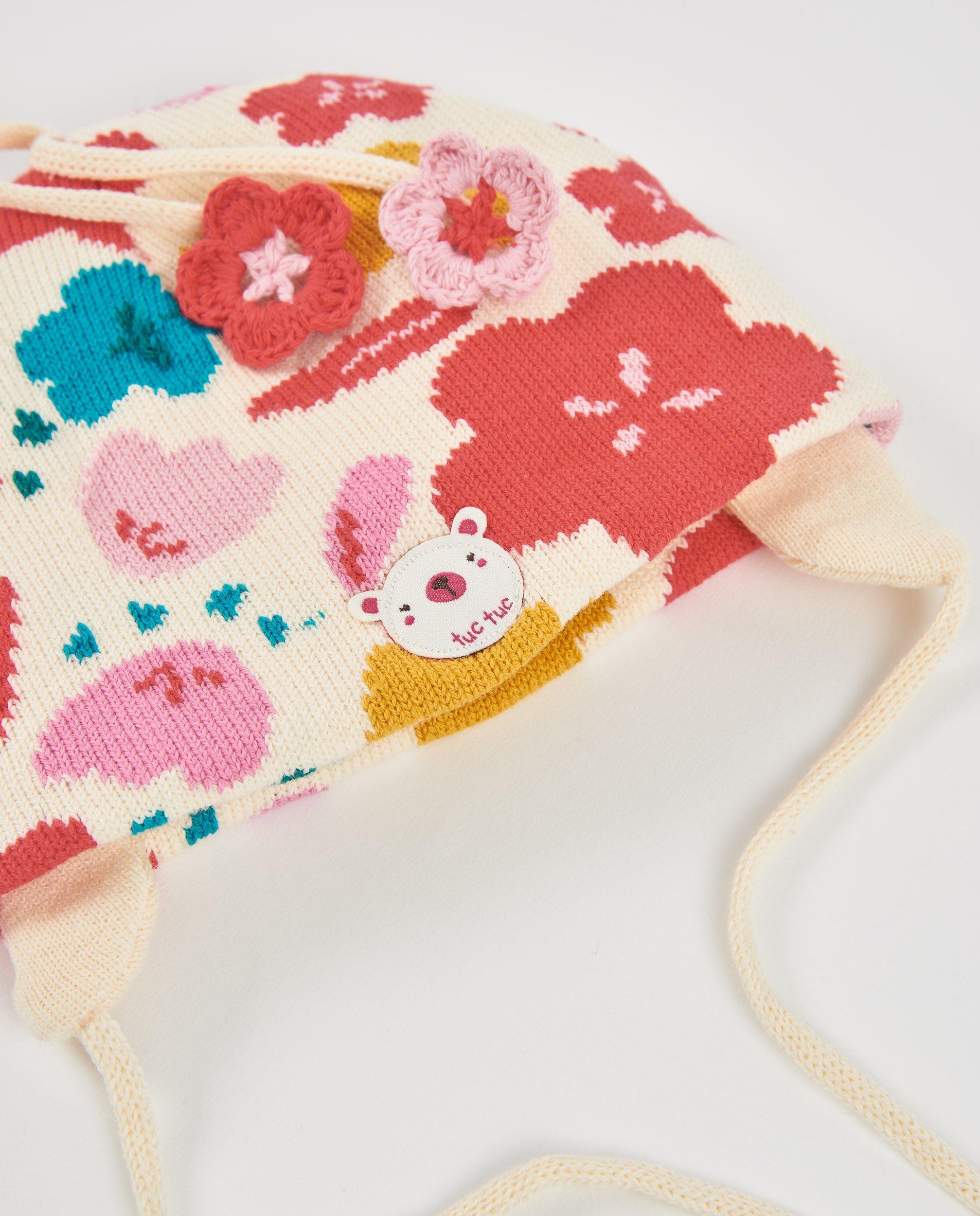 TucTuc Accessori Cappello neonato tricot floreale multicolor