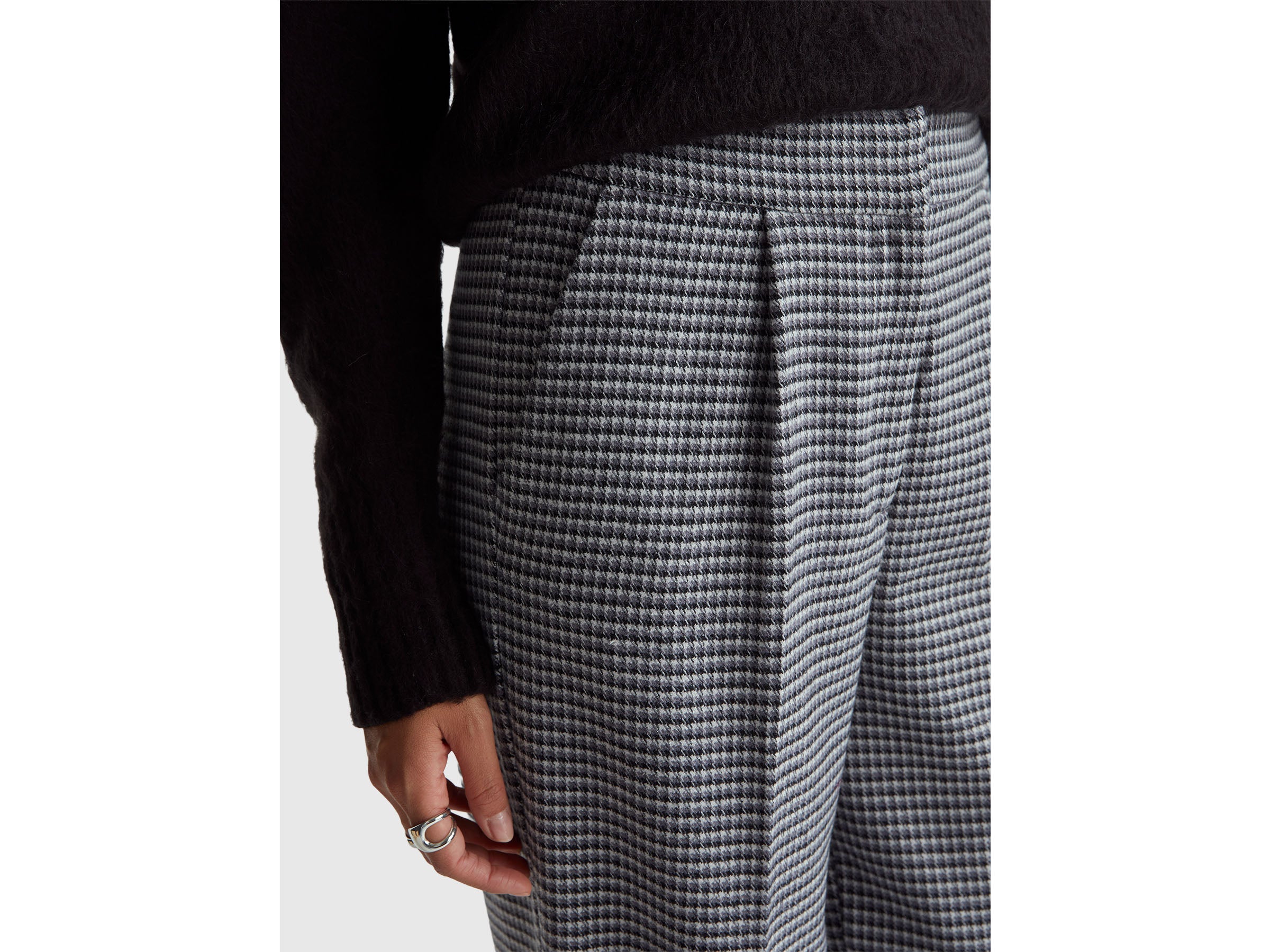 Benetton pantaloni pied-de-poule 42 flanella viscosa