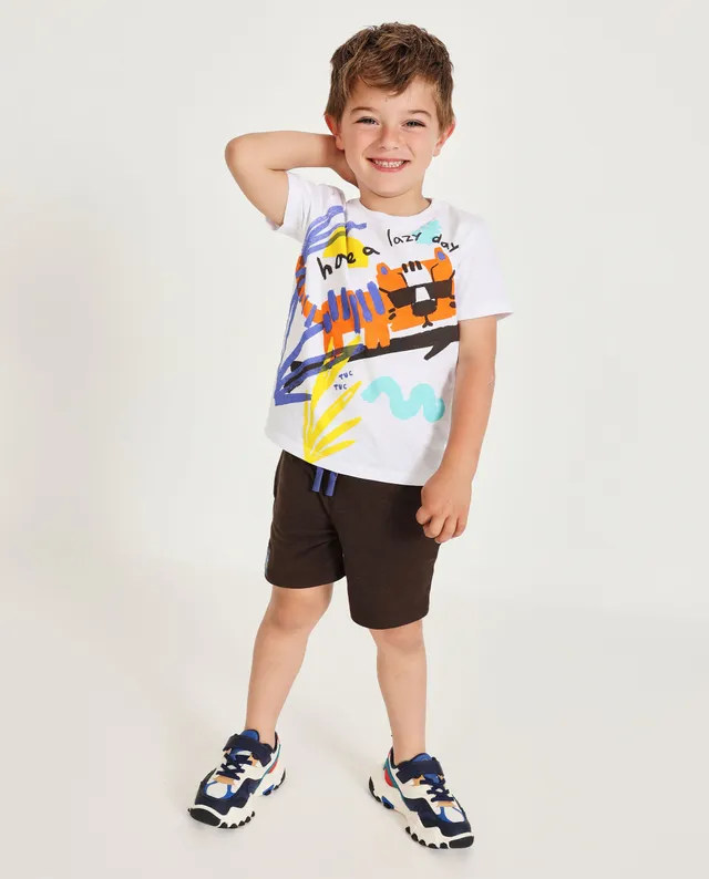 TucTuc Completi Set Bambino Bianco Stampa Tigre Estate