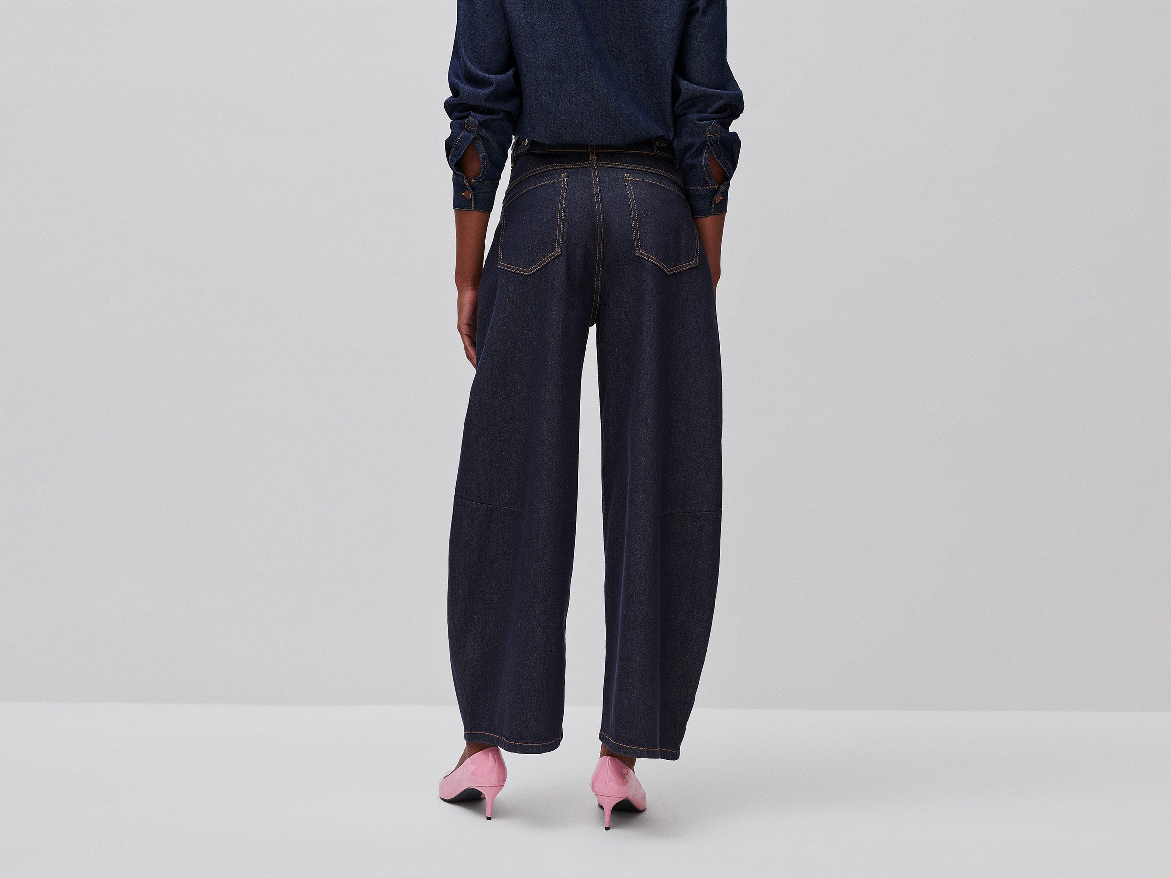 Benetton Barrel Jeans denim cotone rinse taglia 28