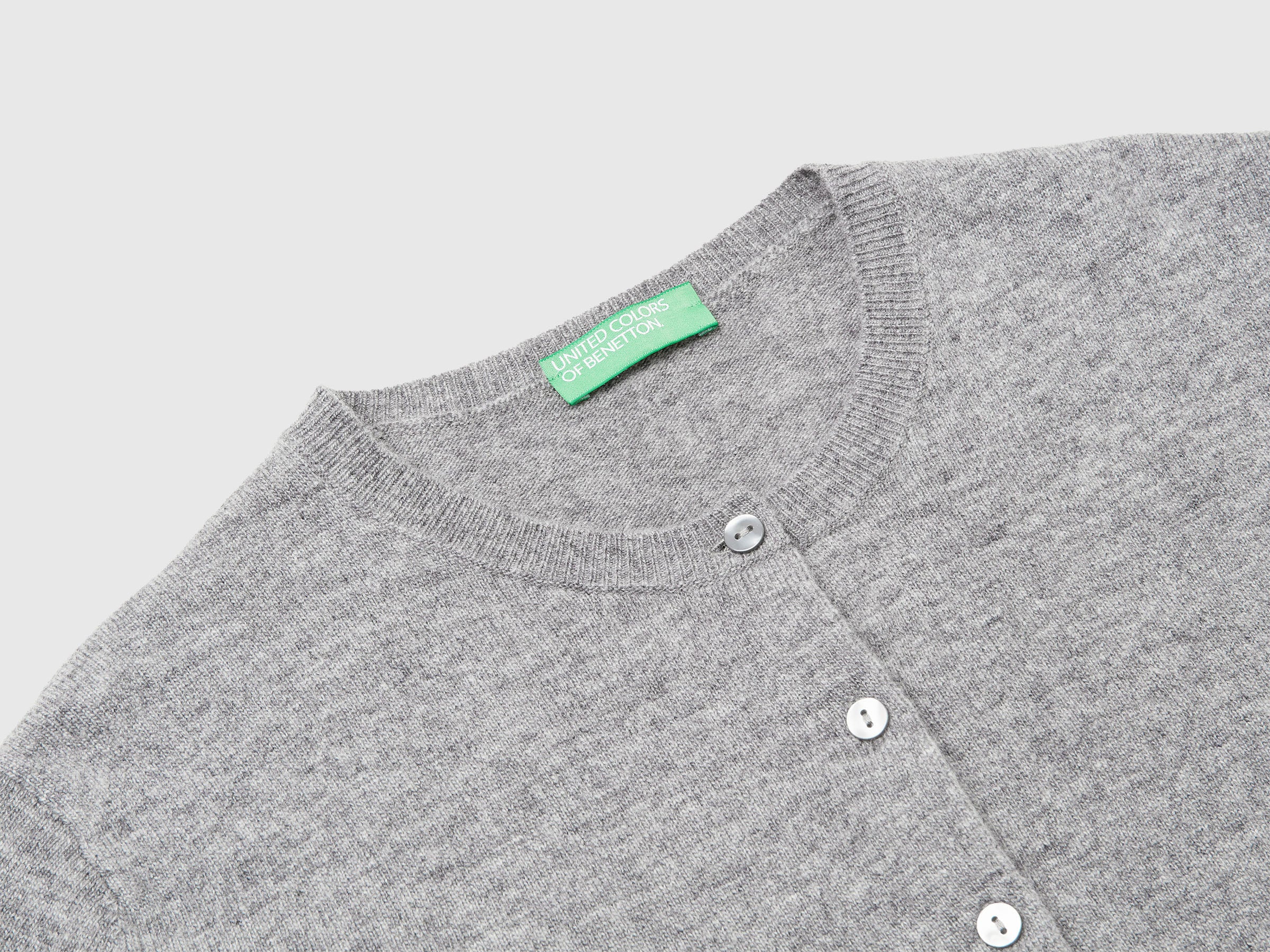 United Colors of Benetton Cardigan lana merino grigio melange