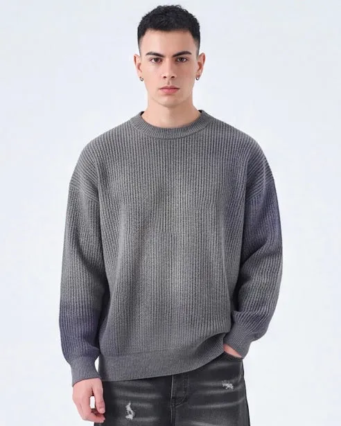 Sottosopra ANW86428 pullover coste macchiato grigio M
