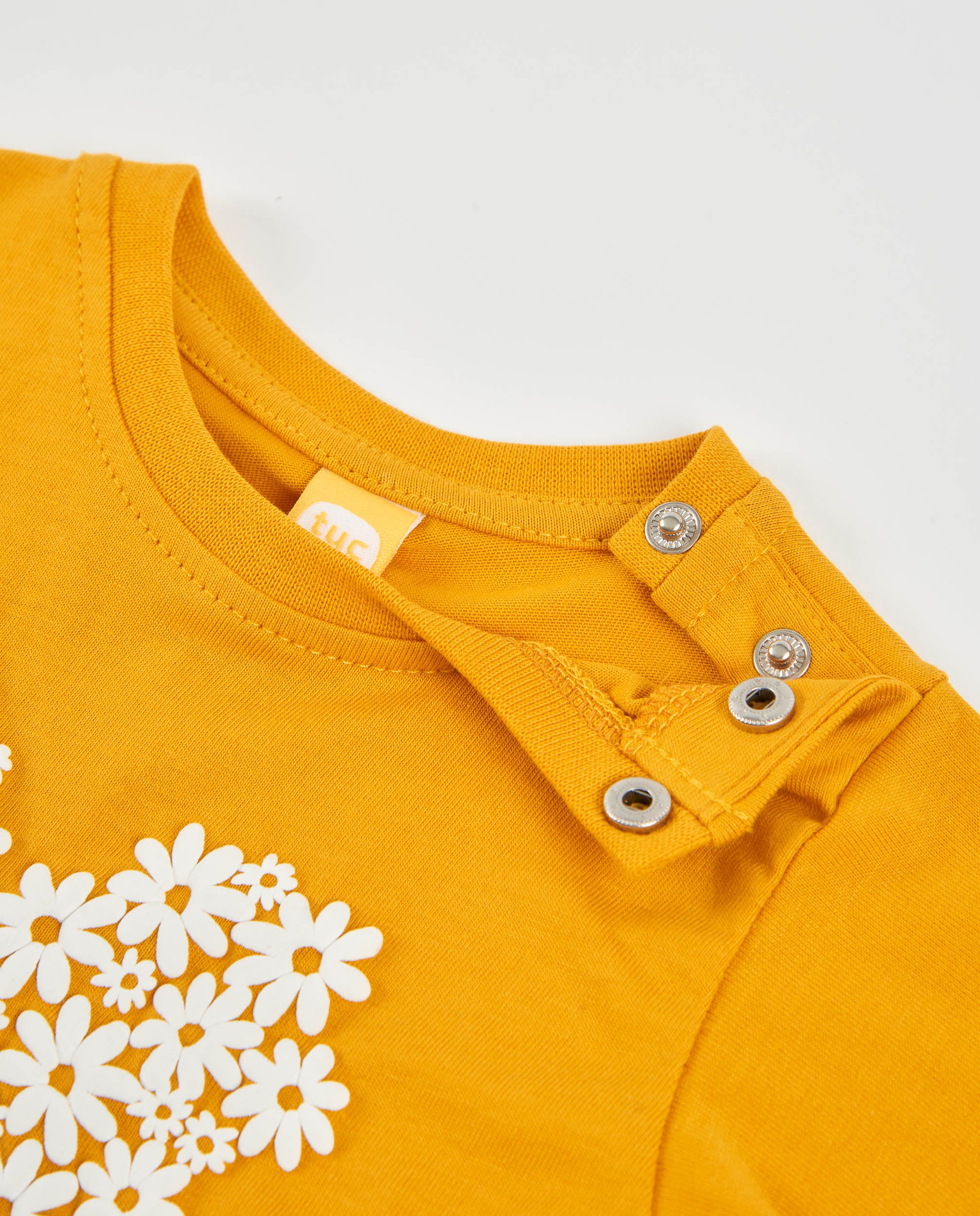 TucTuc Magliette t-shirt bambina senape fiori maniche lunghe